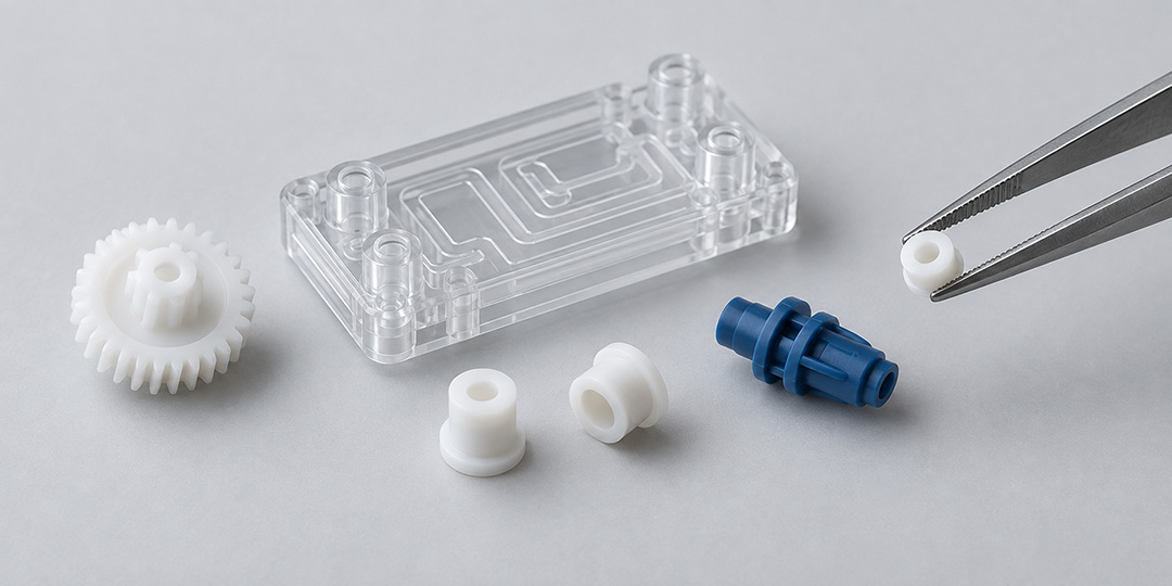 Tiny gear, clear channel component, and tweezers